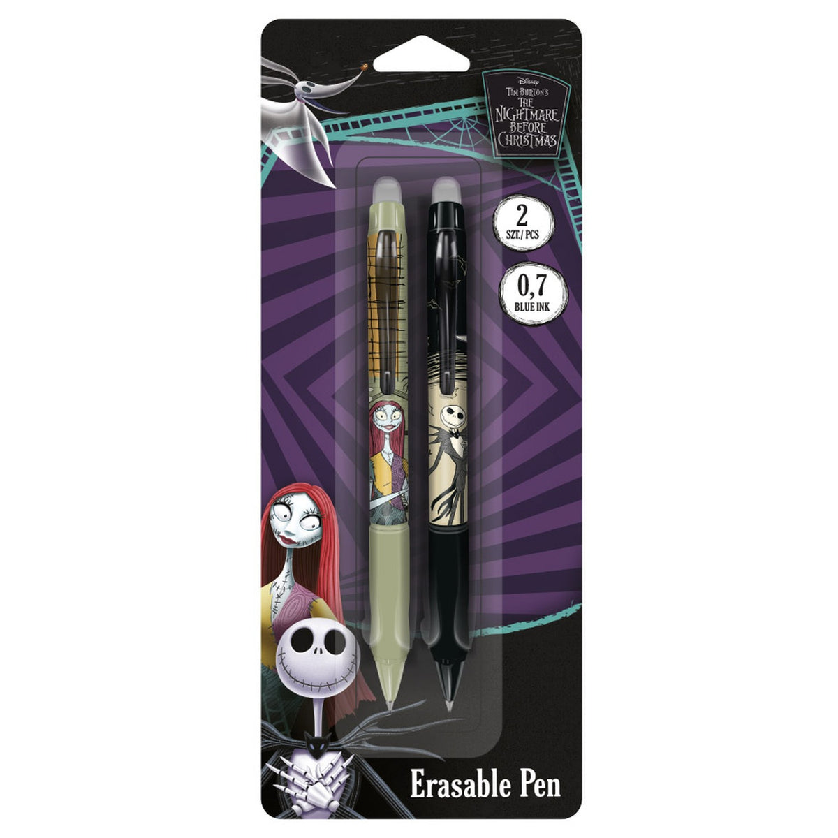 Radierbare Stifte, 2 Stück – grün & schwarz – CoolPack Disney The Nightmare Before Christmas