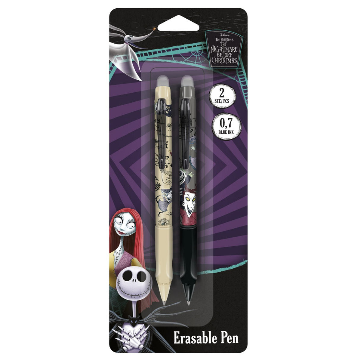 Radierbare Stifte, 2 Stück – weiß & schwarz – CoolPack Disney The Nightmare Before Christmas