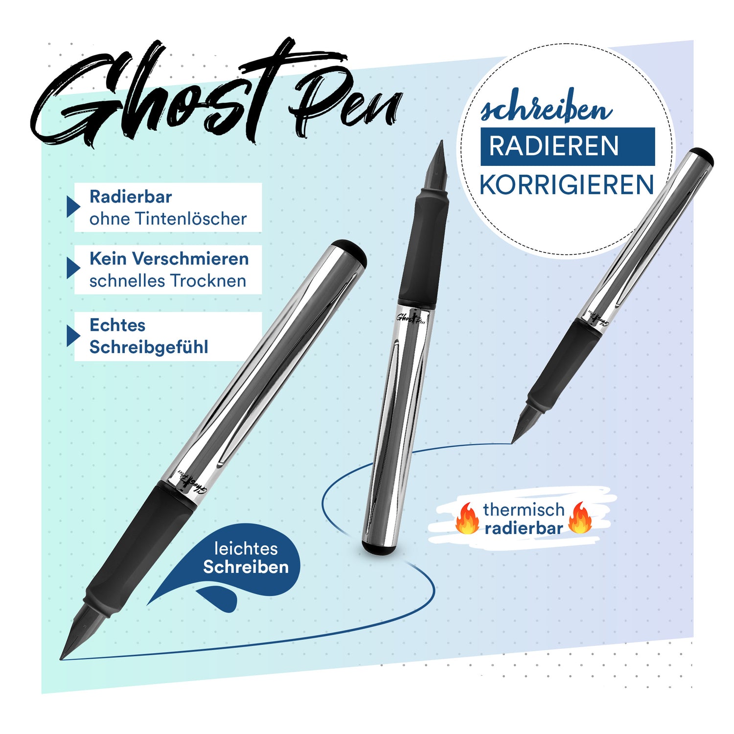 McNeill - Ghost Pen radierbarer Füller Metallic silber